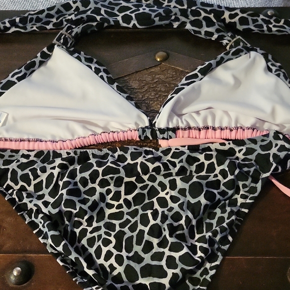 VENUS Pink and Black Animal Print Bikini with Silver Accents - Picture 2 of 4